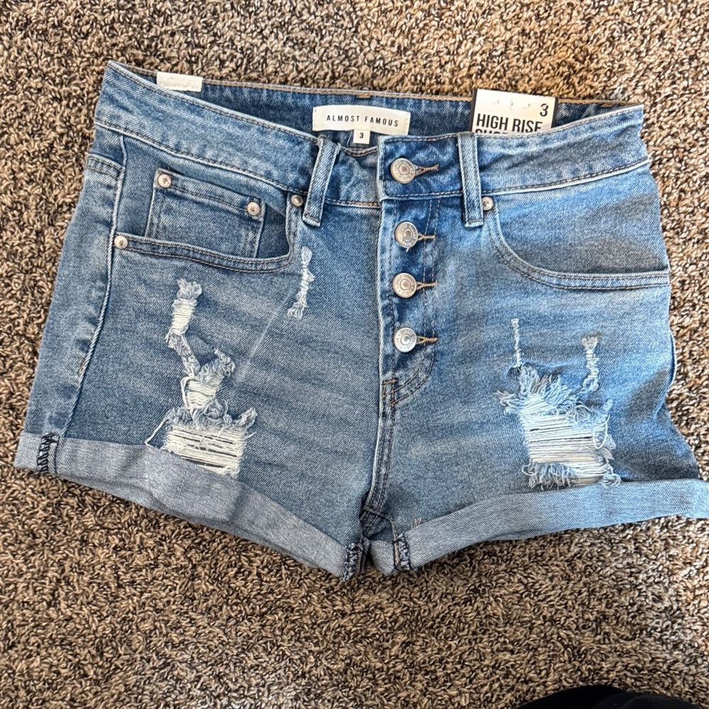 Almost Famous Blue Distressed Denim Shorts